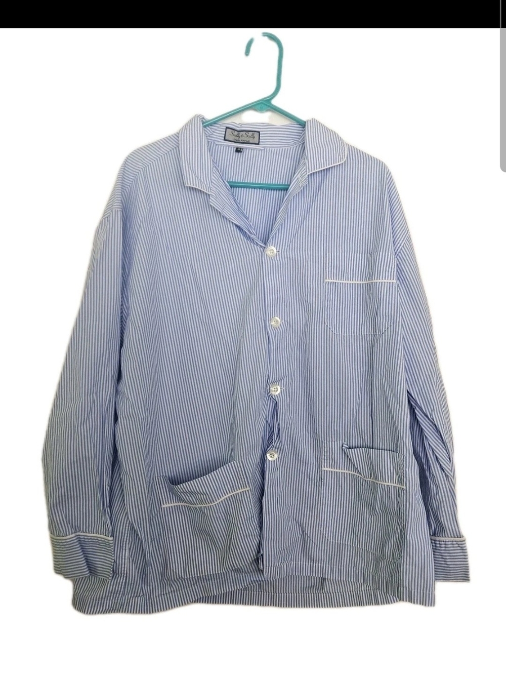 Scully & Scully Park Avenue Men's Top XXL Blue White Striped Cotton Spain